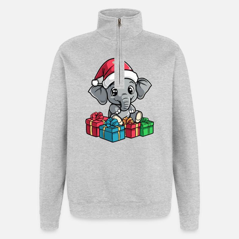 Elefant Weihnachten Geschenke - Quarter-Zip-Sweatshirt - Grau meliert