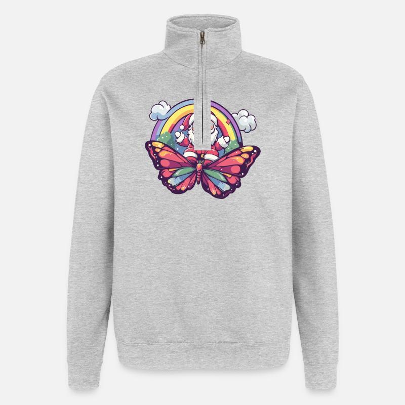 Noël Papillon Noël - Sweat à zip 1/4 - gris chiné