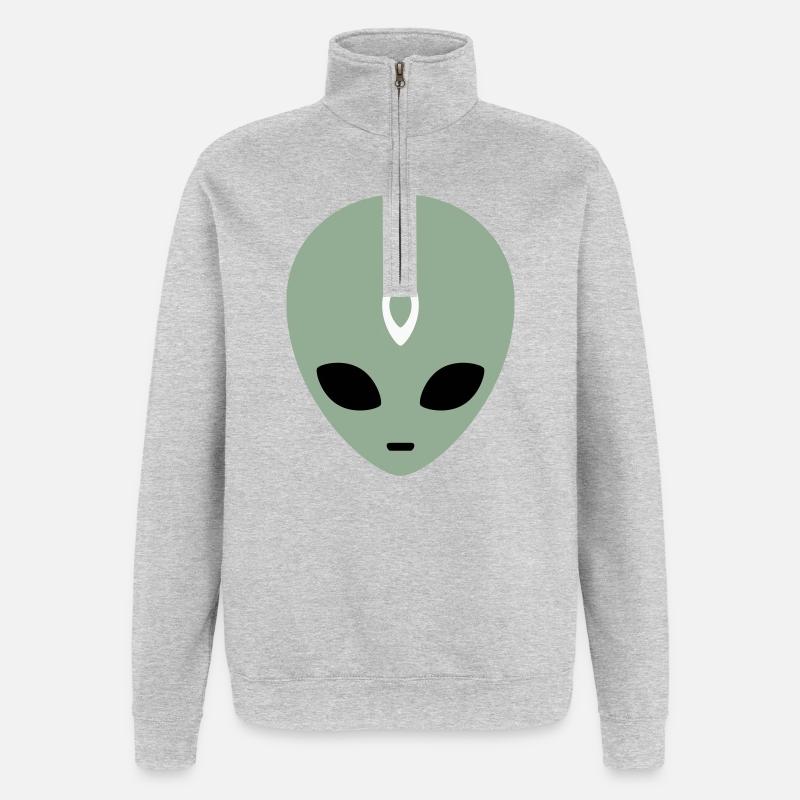 Alien Head Third Eye (three colours) - Quarter-Zip Sweatshirt - heather grey