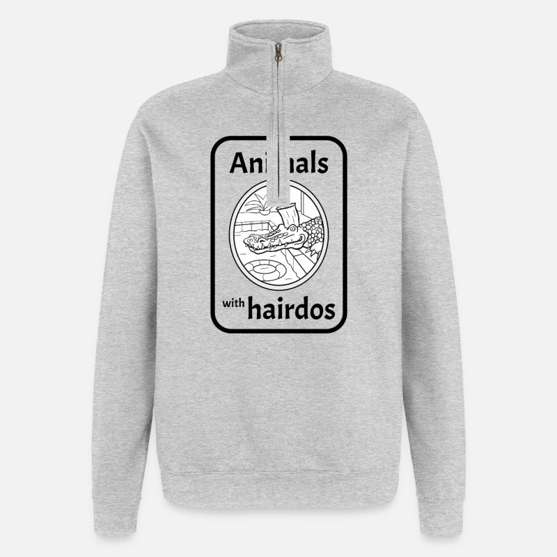 Crocodile avec coiffure - Sweat à zip 1/4 - gris chiné