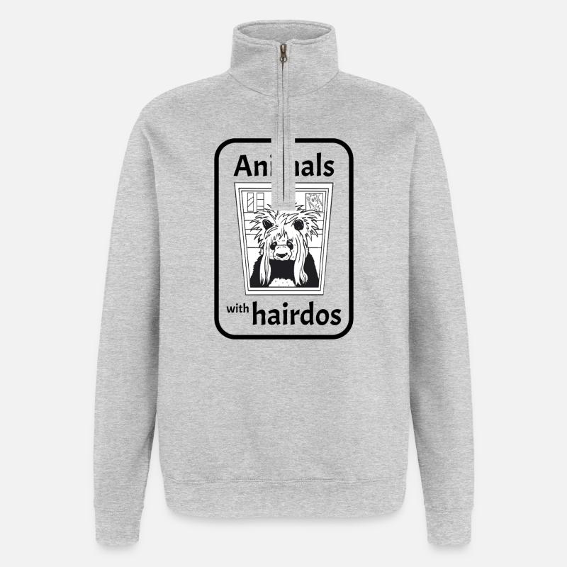 Panda avec coiffure - Sweat à zip 1/4 - gris chiné