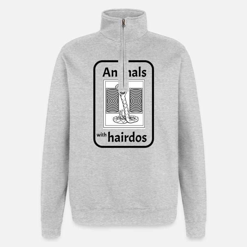 Serpent avec coiffure - Sweat à zip 1/4 - gris chiné