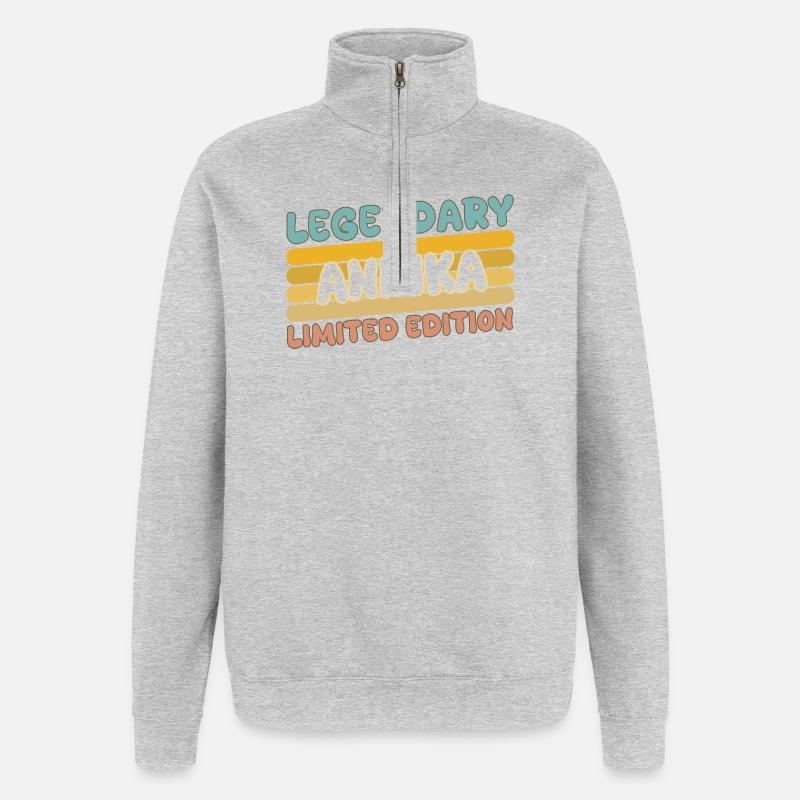 Annika comme nom - Sweat à zip 1/4 - gris chiné
