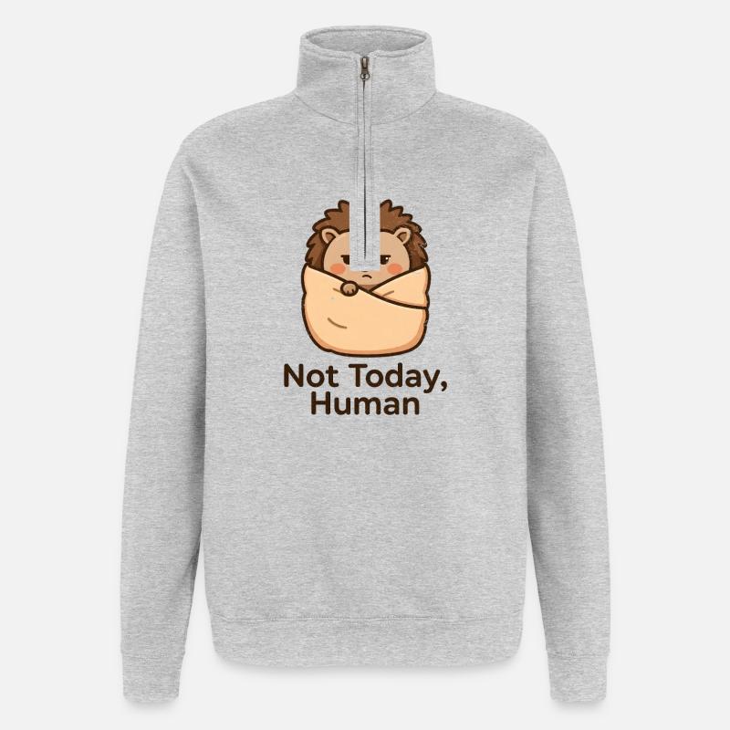 Nicht Heute, Mensch Igel - Quarter-Zip-Sweatshirt - Grau meliert