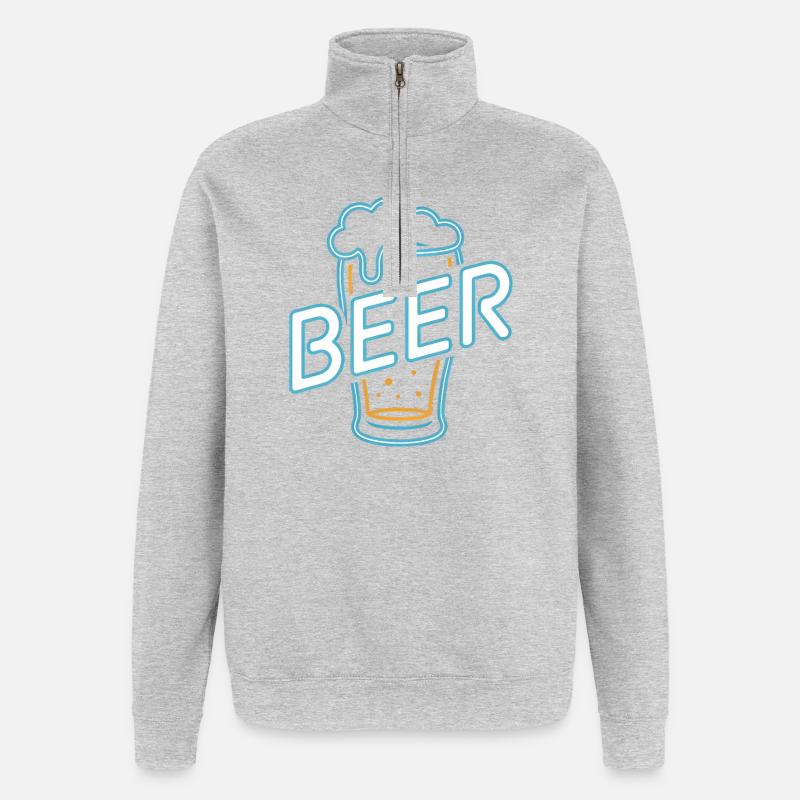 Bier – Cool Beer Logo - Quarter-Zip-Sweatshirt - Grau meliert