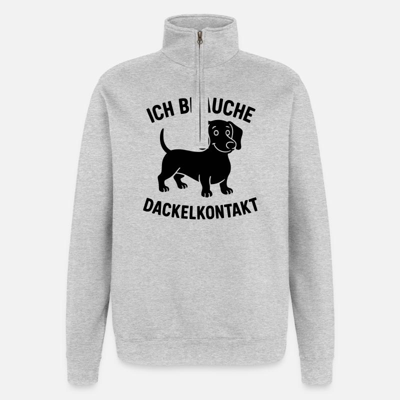 Dackelkontakt - Quarter-Zip-Sweatshirt - Grau meliert