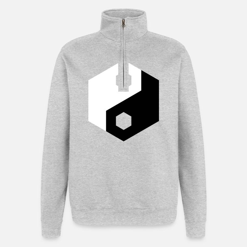 Hex-Ausschnitt Yin Yang - Quarter-Zip-Sweatshirt - Grau meliert