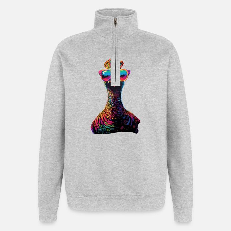 Dinde Poules Oiseaux Dinde - Sweat à zip 1/4 - gris chiné