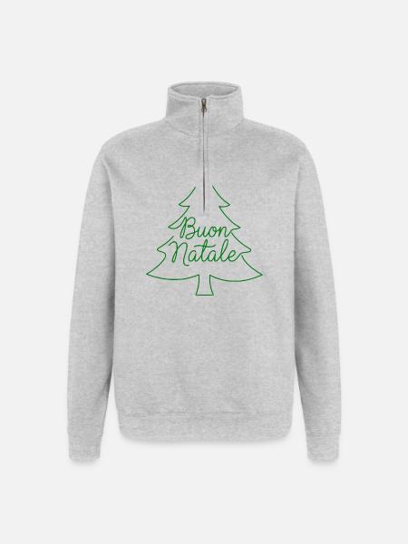 Buon Natale Christmas Tree Christmas Design - Quarter-Zip Sweatshirt - heather grey