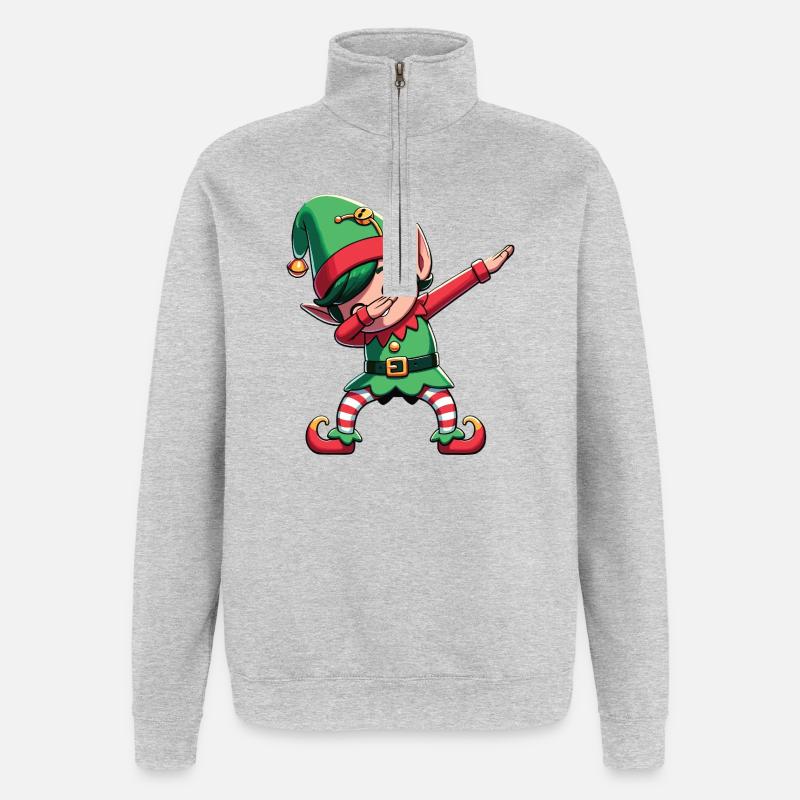 Dabbing Weihnachts Elf Dab Weihnachten - Quarter-Zip-Sweatshirt - Grau meliert