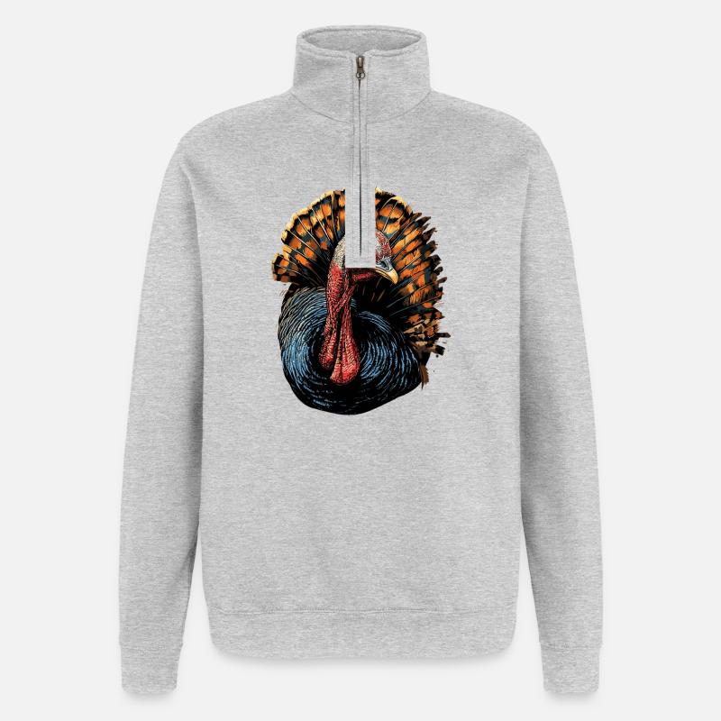 Dinde Poules Oiseaux Dinde - Sweat à zip 1/4 - gris chiné