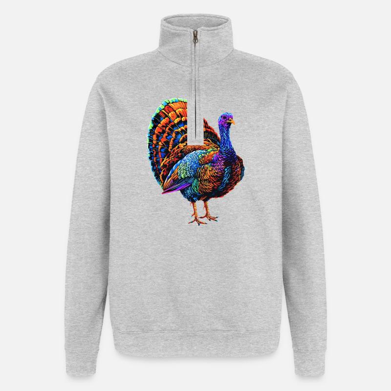Dinde Poules Oiseaux Dinde - Sweat à zip 1/4 - gris chiné