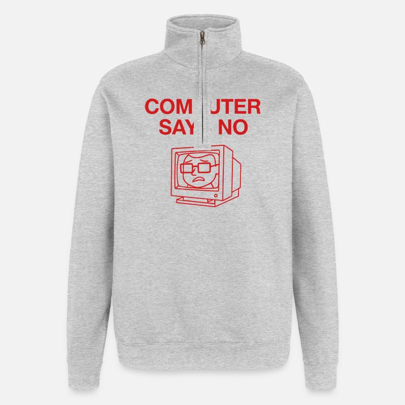 Retro Computer Says No Design - Quarter-Zip Sweatshirt - heather grey