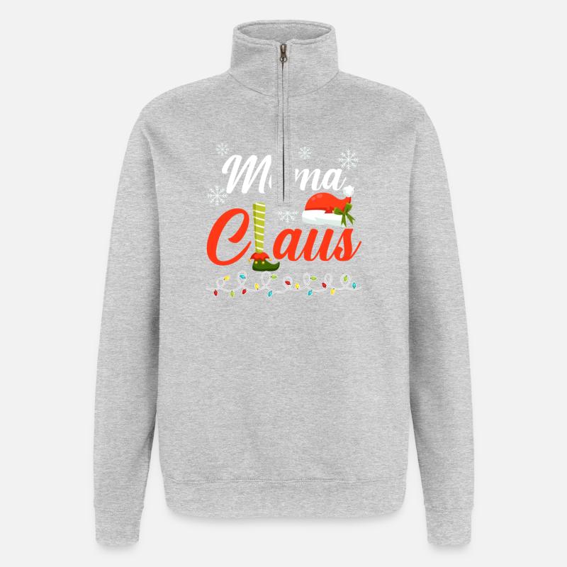 Noël Maman Noël - Sweat à zip 1/4 - gris chiné