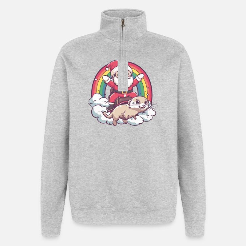 Noël du Père Noël Suricate - Sweat à zip 1/4 - gris chiné