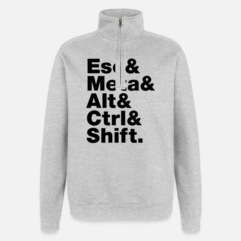 Esc & Meta & Alt & Strg & Shift - Quarter-Zip-Sweatshirt - Grau meliert