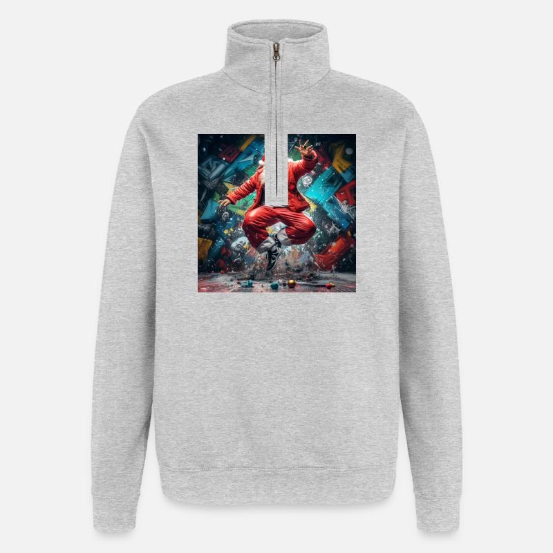 Weihnachtsmann Graffiti Sprung Breakdance - Quarter-Zip-Sweatshirt - Grau meliert
