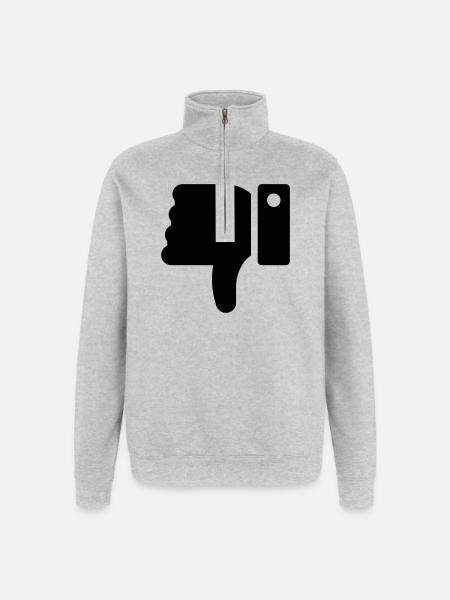 Dislike Hand, Hater Symbol, Thumbs Down - Quarter-Zip Sweatshirt - heather grey