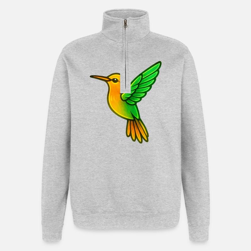Kolibri Vogel - Quarter-Zip-Sweatshirt - Grau meliert