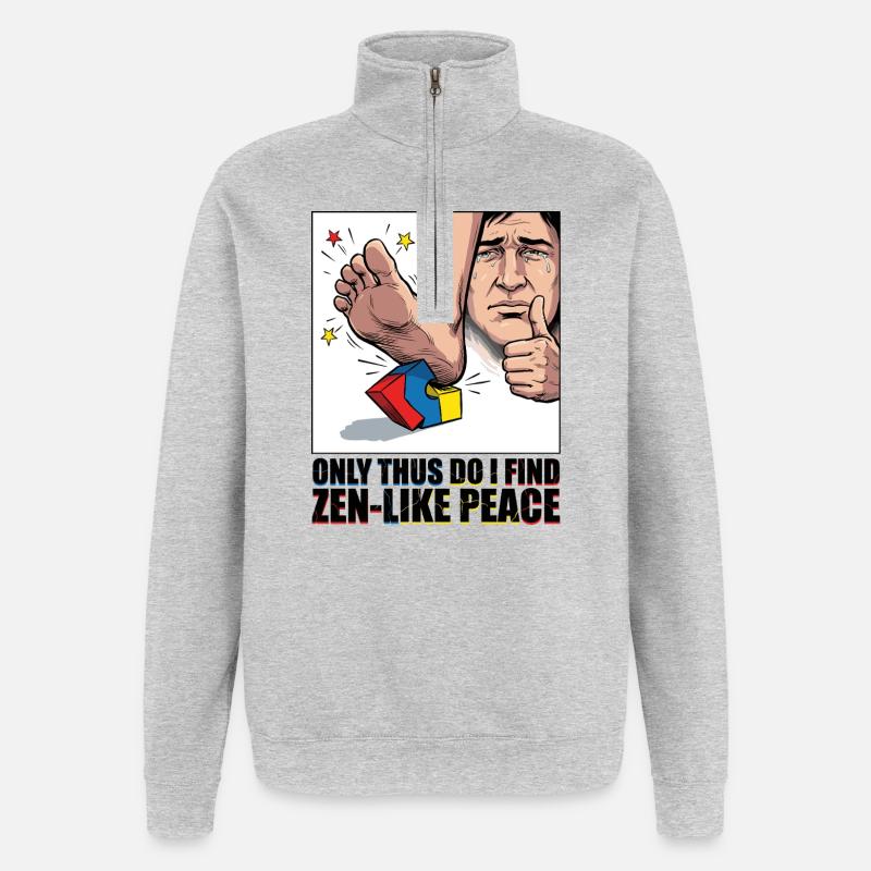 Baustein Schmerz Zen Meme - Quarter-Zip-Sweatshirt - Grau meliert