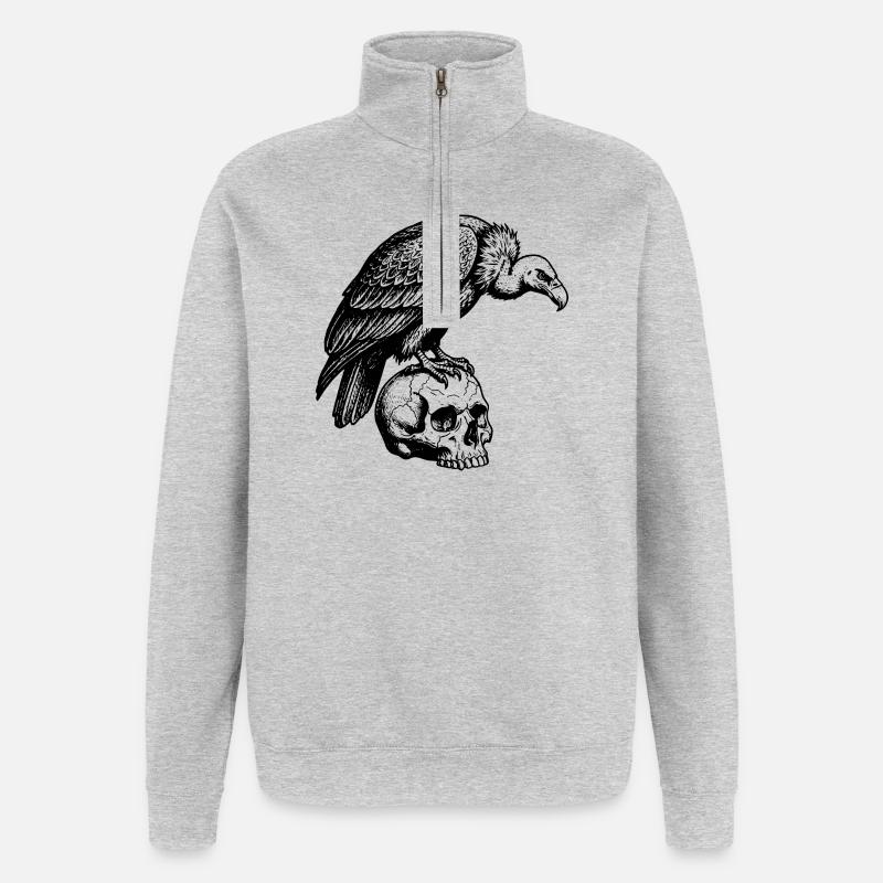 Geier sitzt auf dem Schädel. - Quarter-Zip-Sweatshirt - Grau meliert