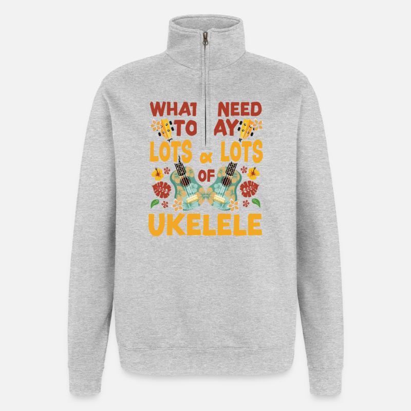 Hawaiian Ukulele Uke What I Need - Quarter-Zip-Sweatshirt - Grau meliert