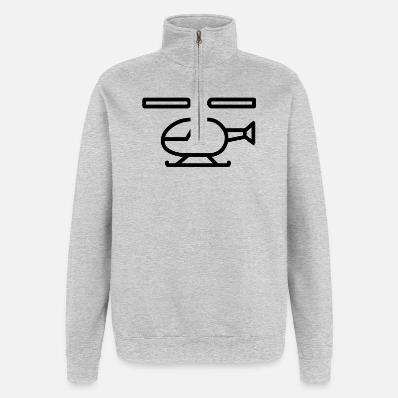 hélicoptère - Sweat à zip 1/4 - gris chiné