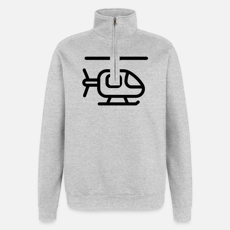 hélicoptère - Sweat à zip 1/4 - gris chiné