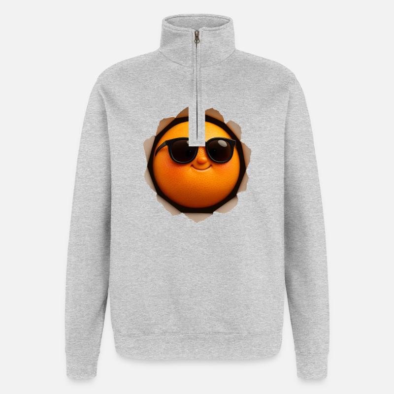 Pamplemousse - Sweat à zip 1/4 - gris chiné