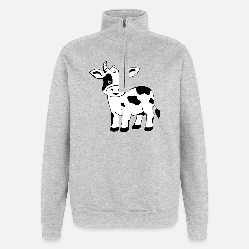 Schwarze Kuh schwarz Geschenk Bauern - Quarter-Zip-Sweatshirt - Grau meliert