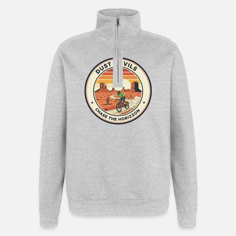 Dust Devils Desert Horizon MTB - Quarter-Zip Sweatshirt - heather grey