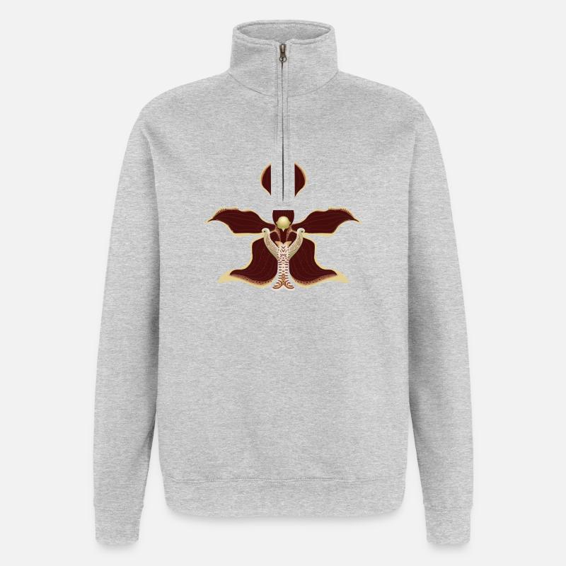 fleur d’orchidée - Sweat à zip 1/4 - gris chiné
