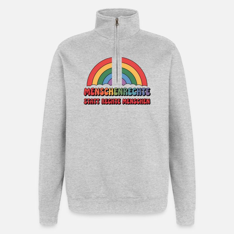 Menschenrechte statt rechte Menschen - Cool Pride  - Quarter-Zip-Sweatshirt - Grau meliert