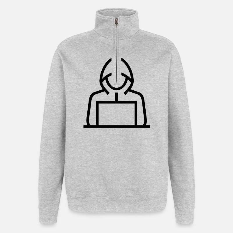 hacker - Sweat à zip 1/4 - gris chiné