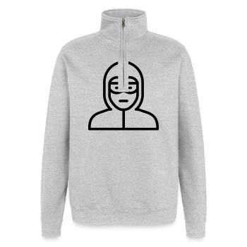 hacker - Quarter-Zip Sweatshirt - heather grey - Front - AI Model Female 172 light (172cm) & AI Model Male 178 dark (178cm)