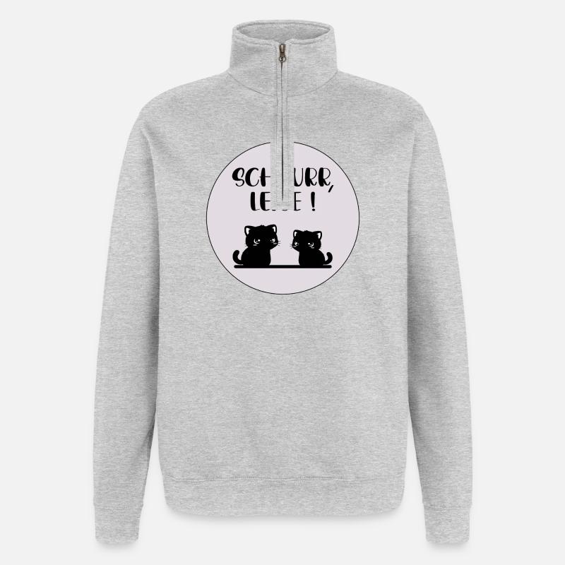 Les chats ronronnent doucement - Sweat à zip 1/4 - gris chiné