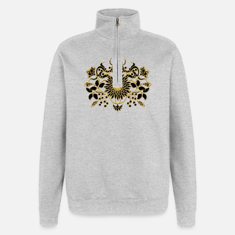 Fleur - Sweat à zip 1/4 - gris chiné