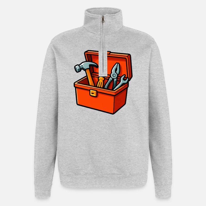 Toolbox - Sweat à zip 1/4 - gris chiné