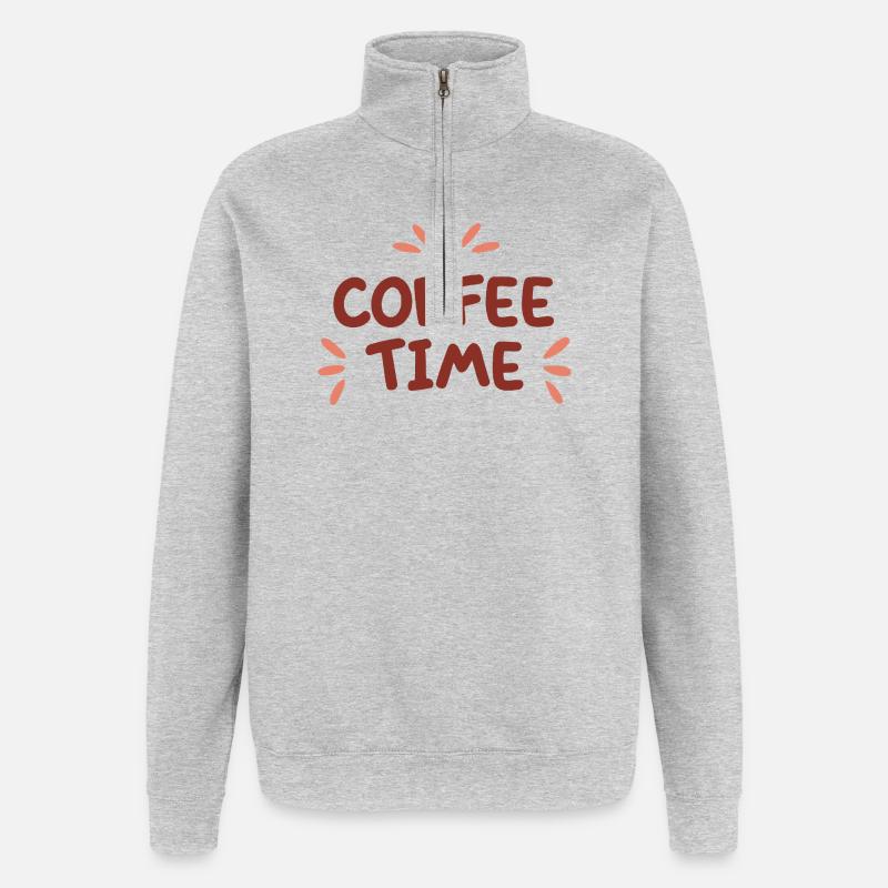 Coffee Time Couleurs Café - Sweat à zip 1/4 - gris chiné
