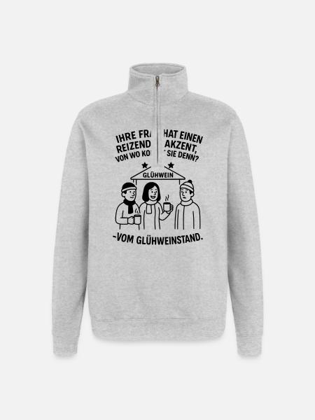 Sjov jule-sag-julemarked - Sweatshirt med 1/4 lynlås - grå meleret