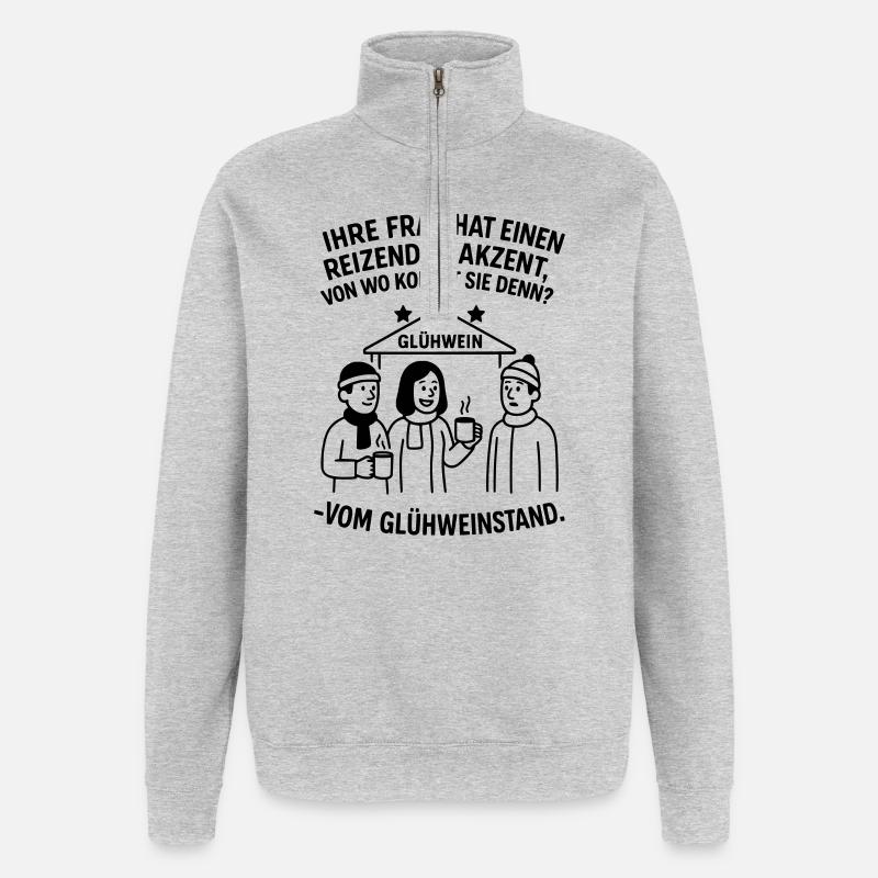 Witziger Weihnachts Spruch Weihnachtsmarkt - Quarter-Zip-Sweatshirt - Grau meliert