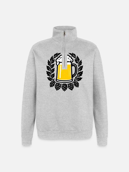 Brancard - Sweat à zip 1/4 - gris chiné