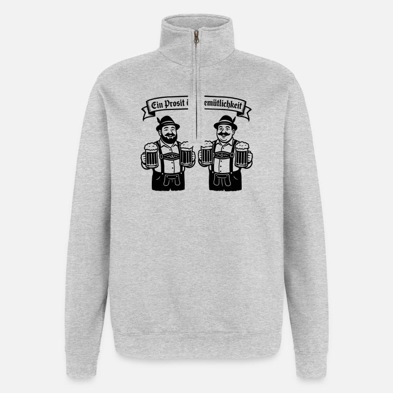 Bier männer - Ein Prosit der Gemütlichkeit - Sweat à zip 1/4 - gris chiné