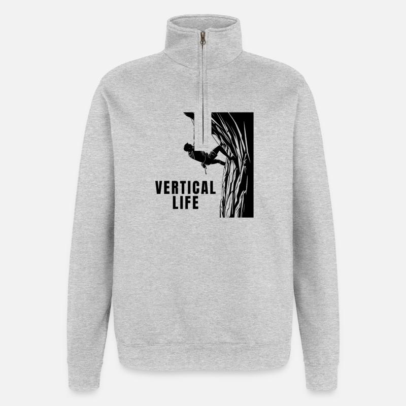 Vertical Life Climber Steep Wall Design - Quarter-Zip Sweatshirt - heather grey