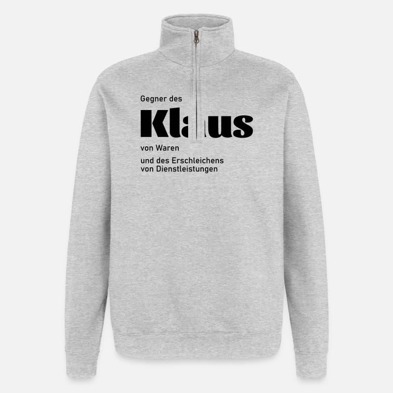 Gegner des Klaus - Quarter-Zip-Sweatshirt - Grau meliert
