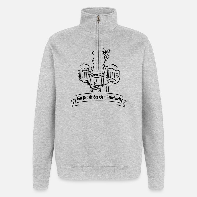 Herr Bier - Ein Prosit der Gemütlichkeit - Sweat à zip 1/4 - gris chiné