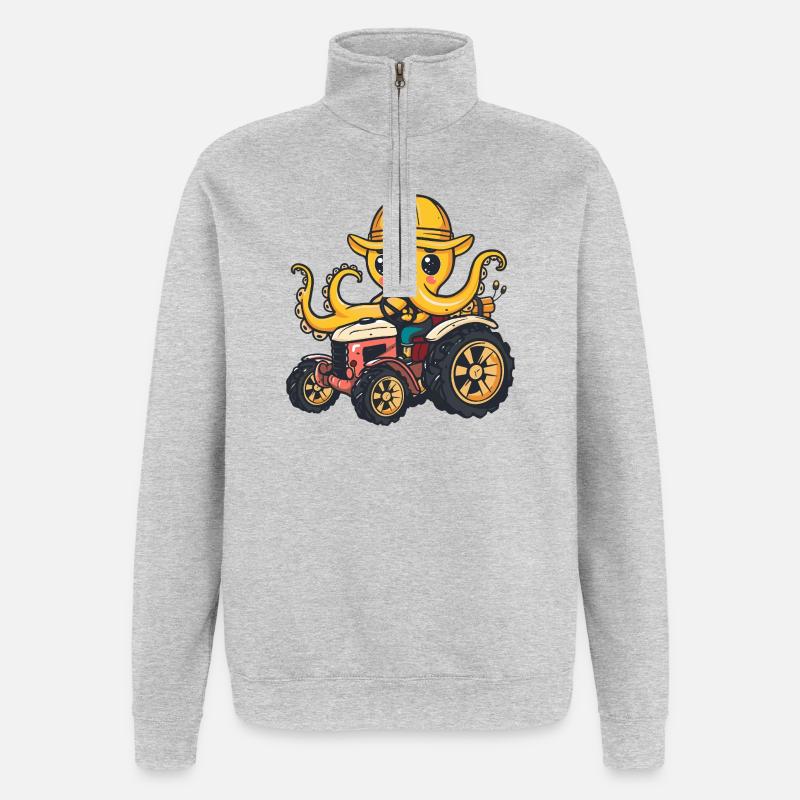 Exploitant de tracteurs pieuvres - Sweat à zip 1/4 - gris chiné