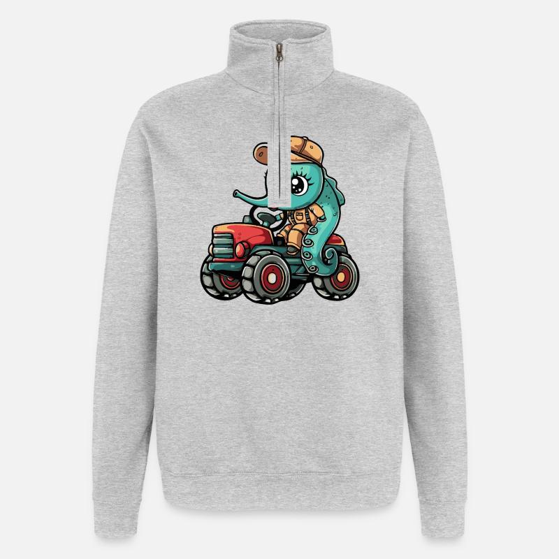 Seepferd Traktor Farmer - Quarter-Zip-Sweatshirt - Grau meliert