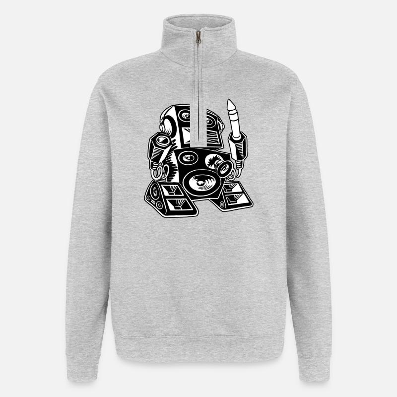 Techno-Robot - Quarter-Zip Sweatshirt - heather grey