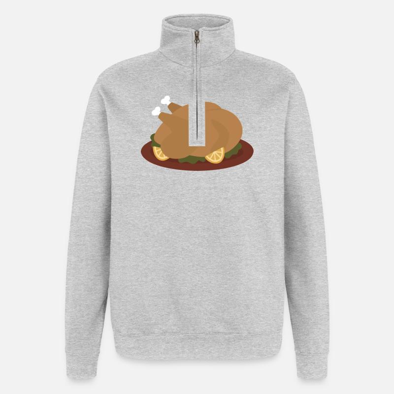 Gerösteter Truthahn mit Zitronengarnitur - Quarter-Zip-Sweatshirt - Grau meliert